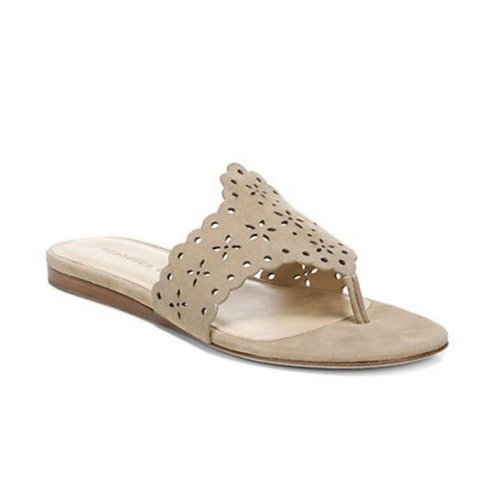 Veronica Beard Sylie Tan Suede Flip Flop Sandals Spring Summer Vacation Bohemian
